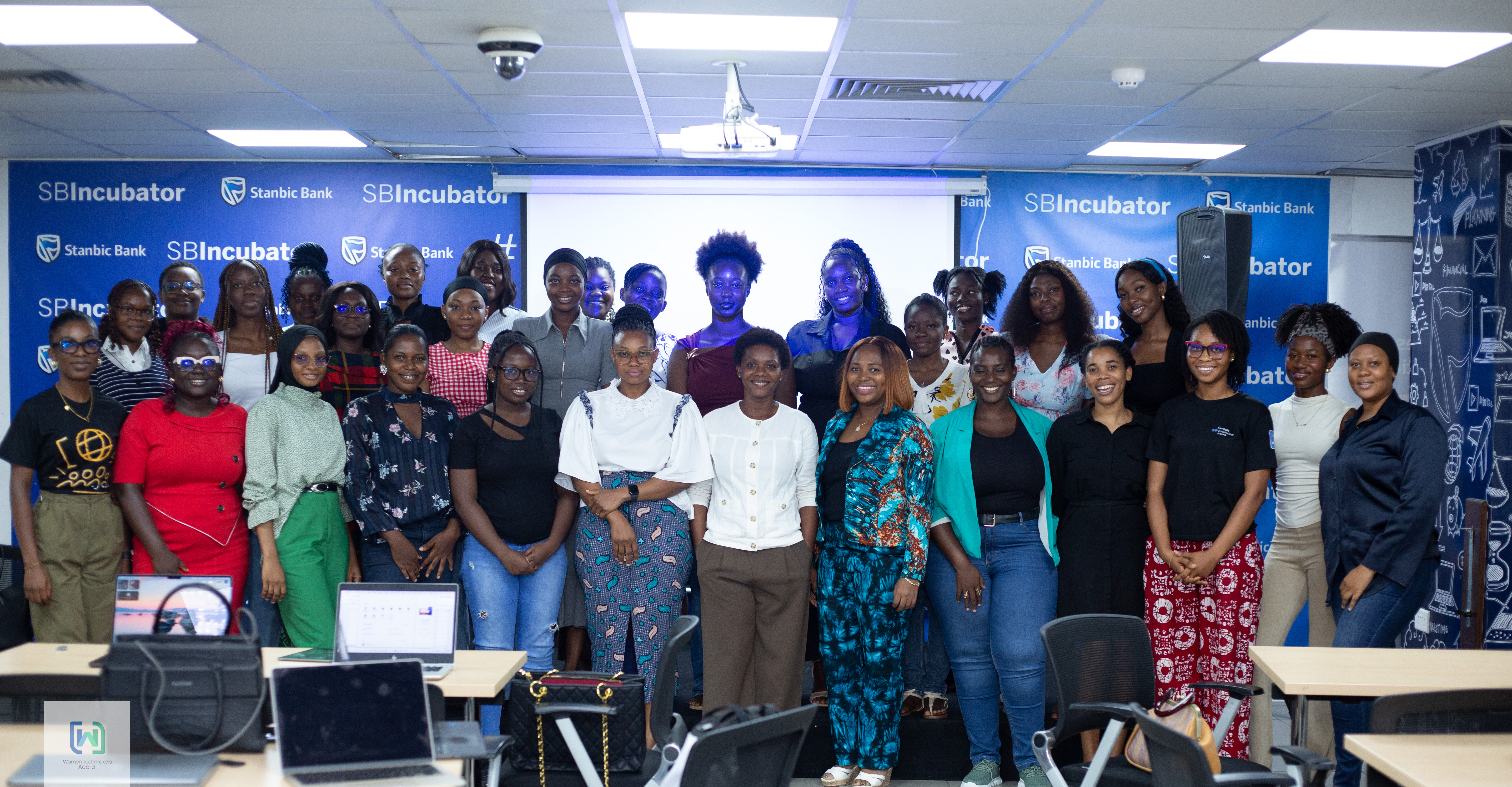 Robbie speaking at a Women Techmakers community event